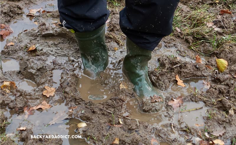 feet in squelchy mud